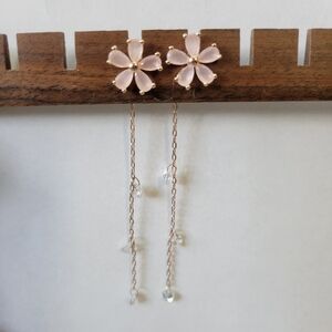 Pink Flower Drop Earrings